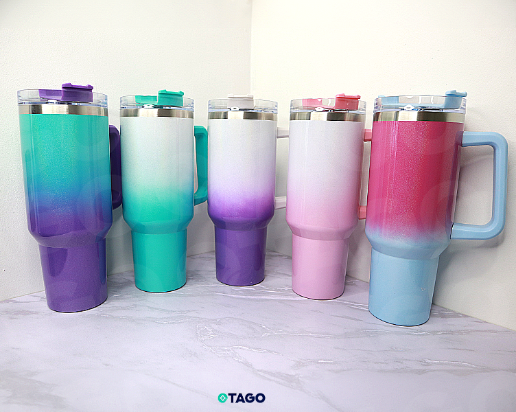 Vaso Tumbler 40 oz - Degradado Glitter - Sublimable