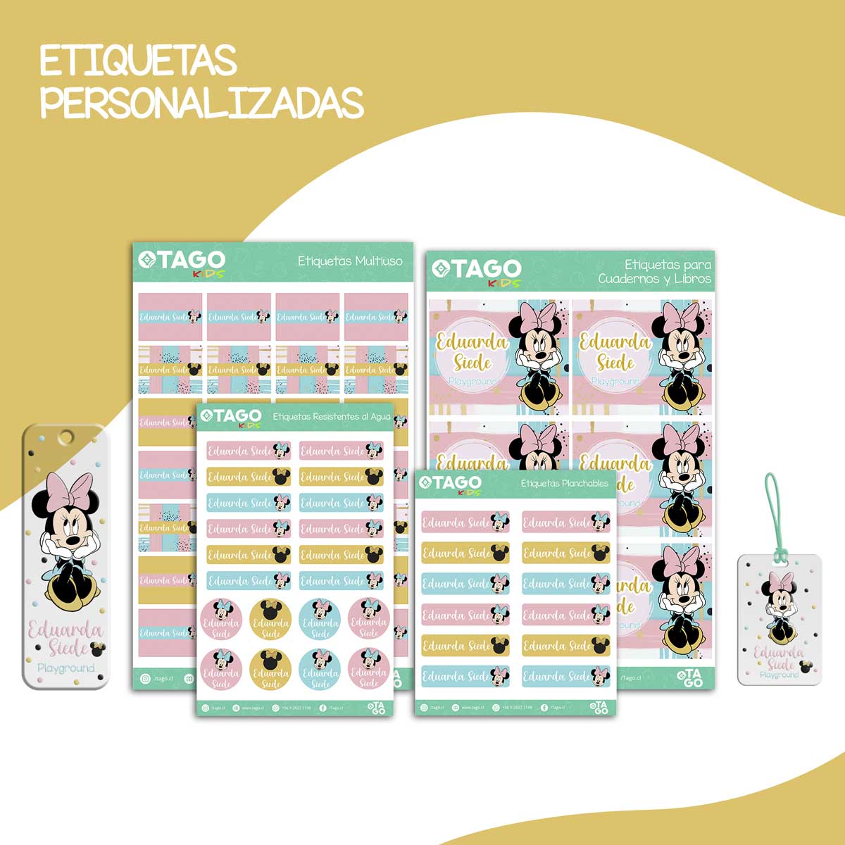 Kit de Identificación Escolar Personalizado - Minnie Mouse
