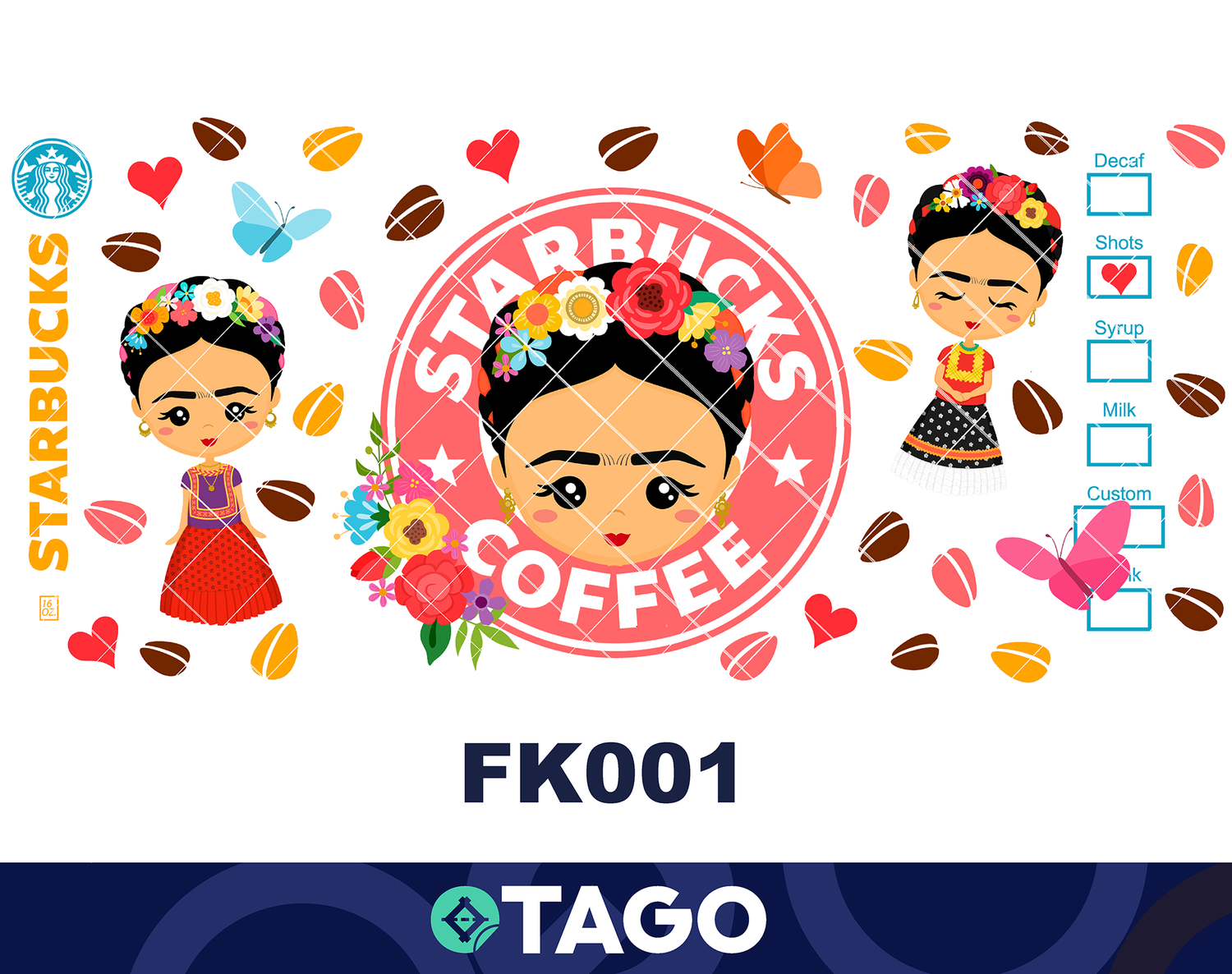 Sticker para Vaso Lata 16 oz o Taza de 11 oz - impresión DTF UV - Frida Kahlo