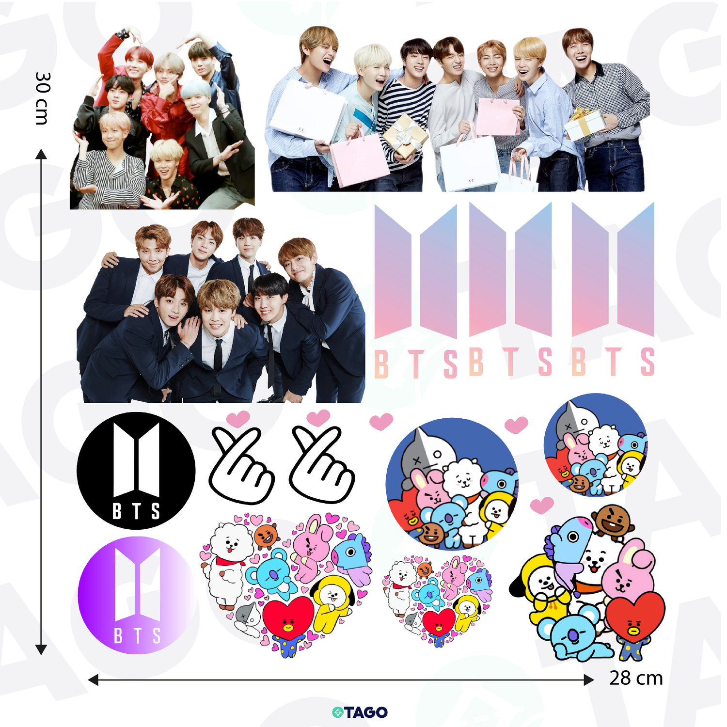 Stickers DTF UV - Lamina de 30 x 28 cm - K-pop