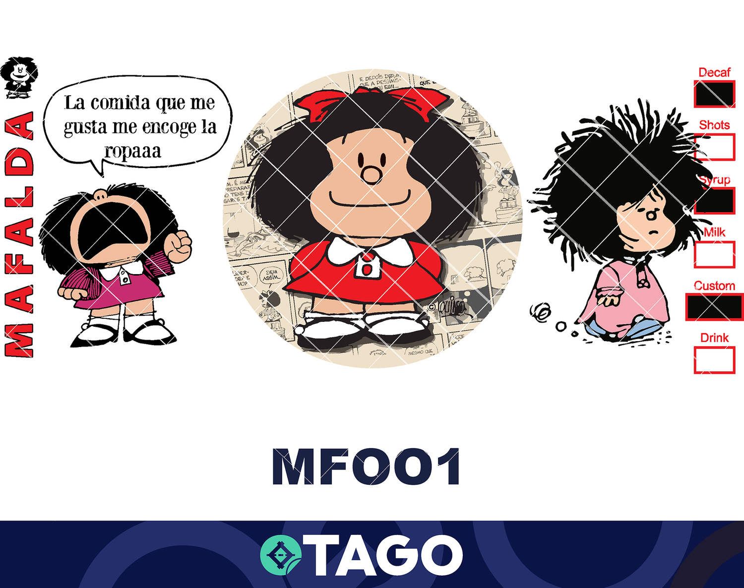 Sticker para Vaso Lata 16 oz o Taza de 11 oz - impresión DTF UV - Mafalda