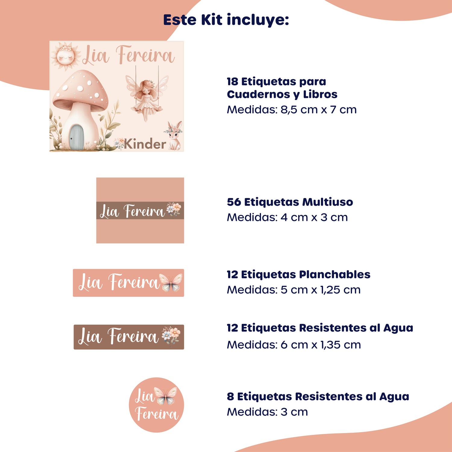 Kit de Identificación Escolar Personalizado - Hadas