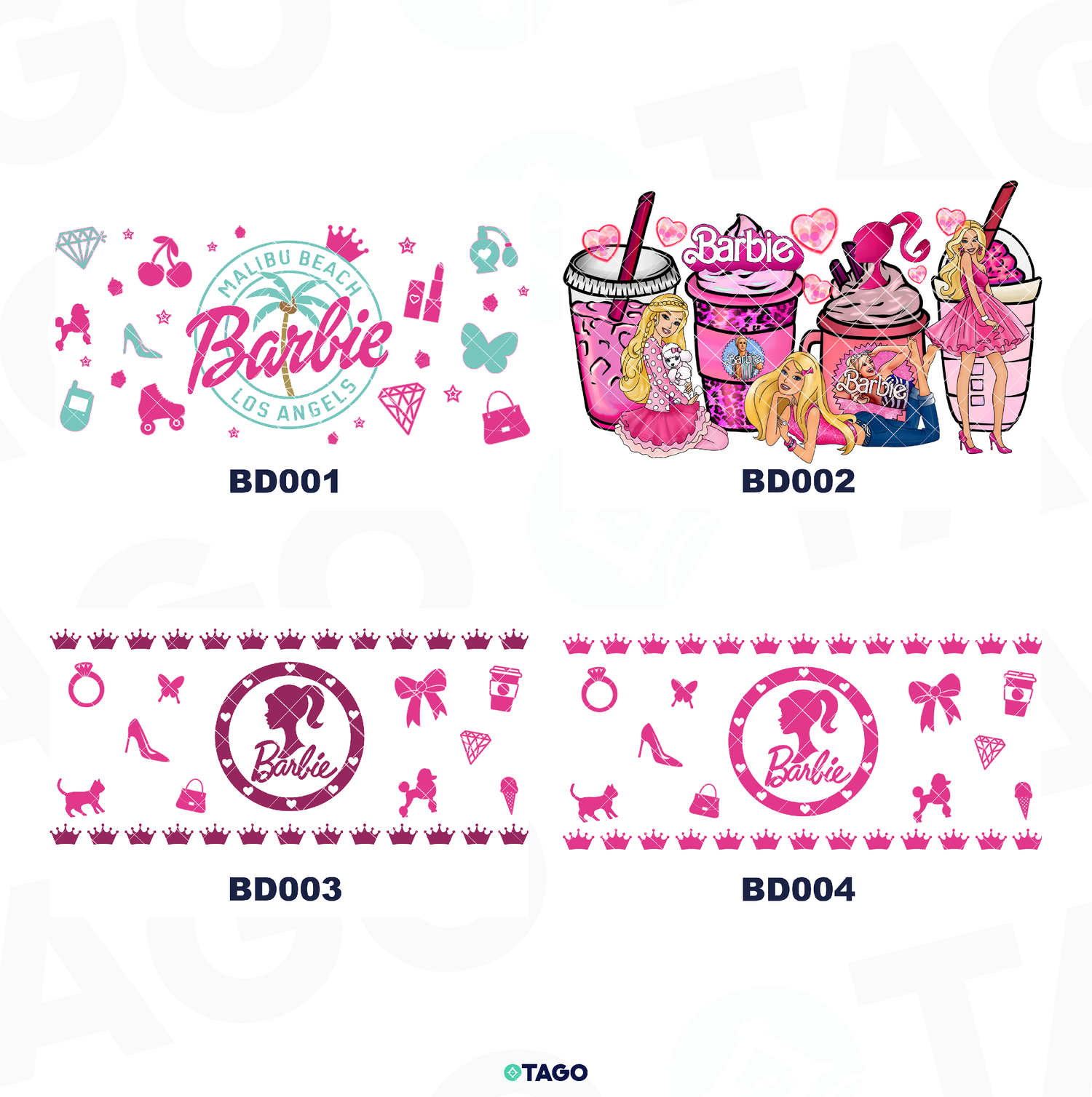 Sticker para Vaso Lata 16 oz o Taza de 11 oz - impresión DTF UV - Barbie