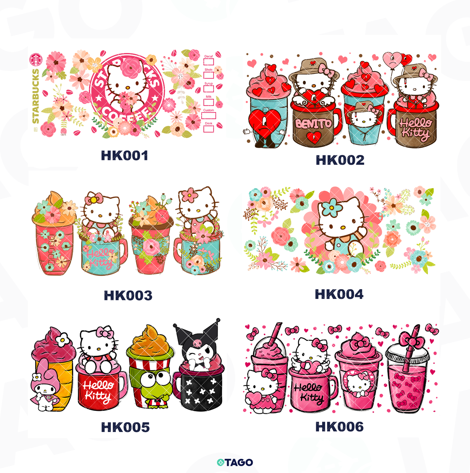 Sticker para Vaso Lata 16 oz o Taza de 11 oz - impresión DTF UV - Hello Kitty