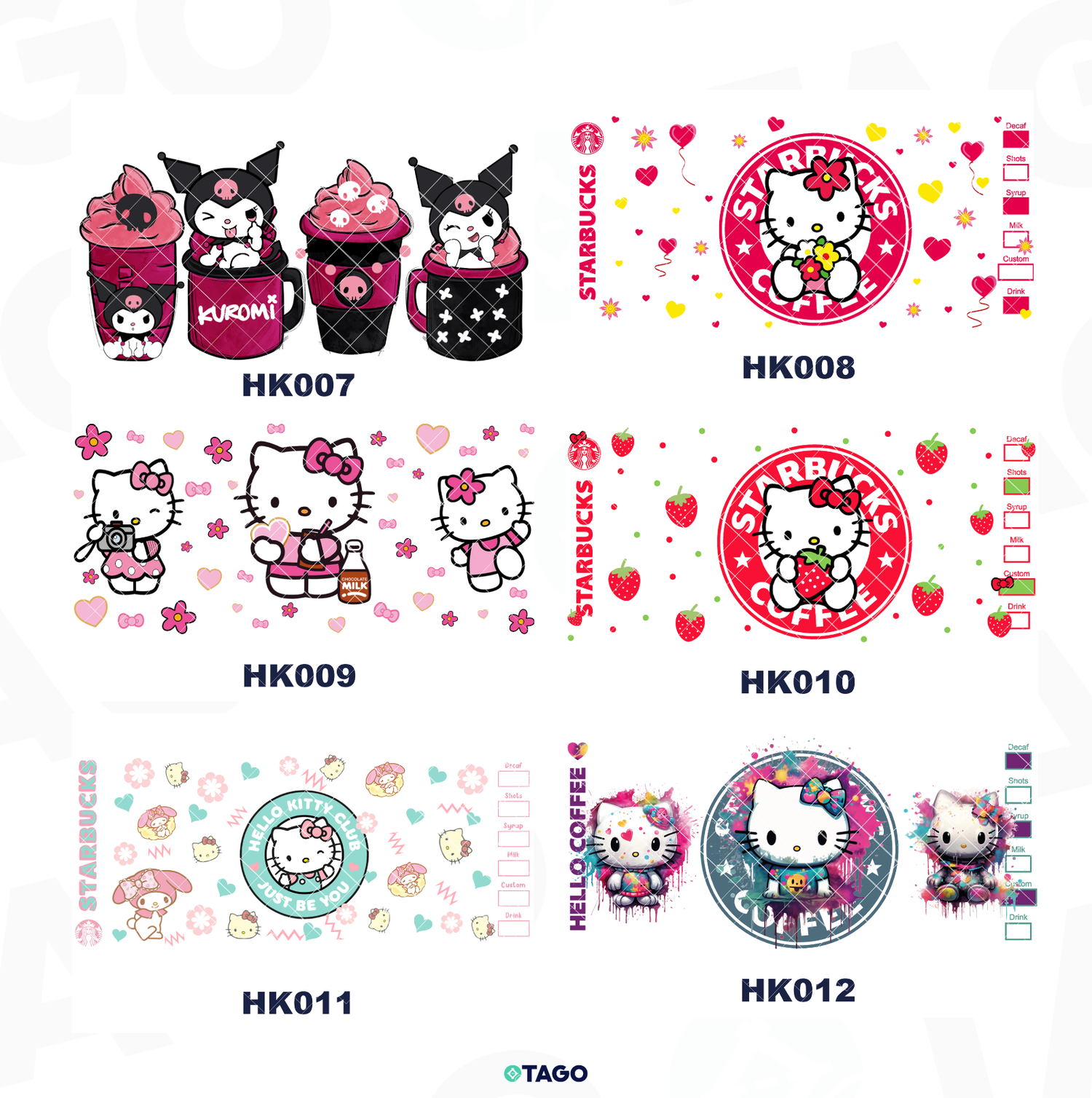 Sticker para Vaso Lata 16 oz o Taza de 11 oz - impresión DTF UV - Hello Kitty