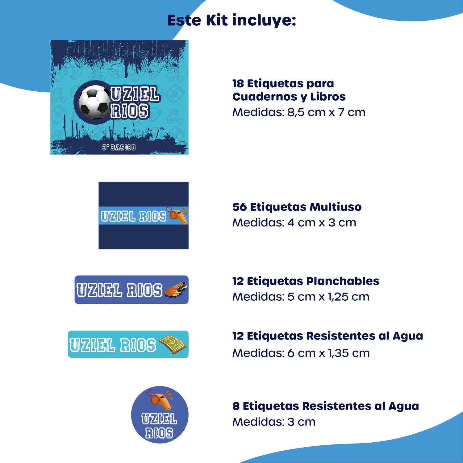 Kit de Identificación Escolar Personalizado - Futbol