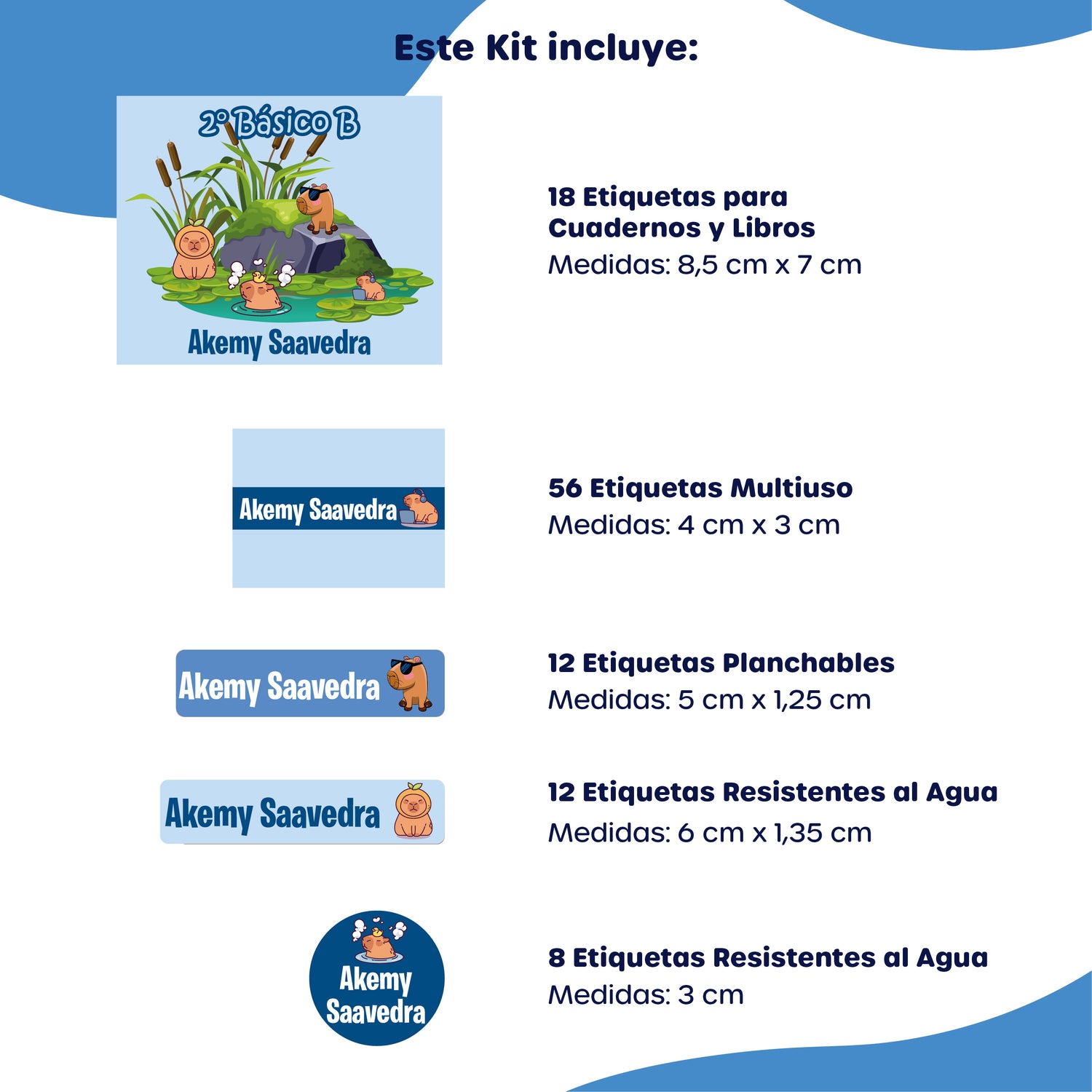 Kit de Identificación Escolar Personalizado - Capibara