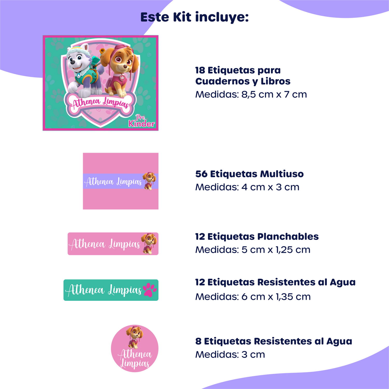 Kit de Identificación Escolar Personalizado - Paw Patrol