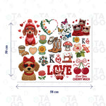 Lámina de Transfer Textil 58 × 50 cm con diseños de amor en textura de bordado
