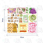 Lámina de Transfer Textil 58 × 50 cm con diseños de café y matcha
