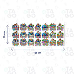 Lámina DTF UV de 58 × 25 cm con 21 stickers de Feliz día para ocho profesiones: medicina, administración pública, secretariado, kinesiología, terapia ocupacional, fonoaudiología, ingeniería y nutrición