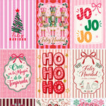 Acercamiento de la lámina Navidad rosa: árbol con Feliz Navidad, tres cascanueces, JO JO JO, Cree en la magia de la temporada, HO HO HO y Feliz Navidad ¡A comer y a brindar!