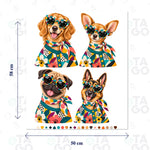 Lámina de Transfer Textil 58 × 50 cm con retratos de perros recortados, sin fondo