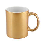 Tazón de cerámica metalizada dorada de 11 oz, listo para personalizar con DTF UV