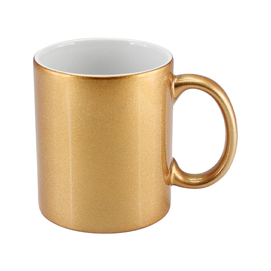 Tazón de cerámica metalizada dorada de 11 oz, listo para personalizar con DTF UV