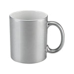 Tazón de cerámica metalizada plateada de 11 oz, listo para personalizar con DTF UV