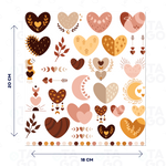 Transfer Cristal diseño Corazones Boho, lámina de 18 x 20 cm
