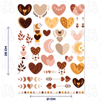 Lámina DTF Textil diseño Corazones Boho, 21 x 28 cm