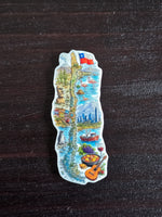 Imán con la forma del mapa de Chile ilustrado de norte a sur
