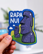Parche texturizado de Rapa Nui con dos moáis
