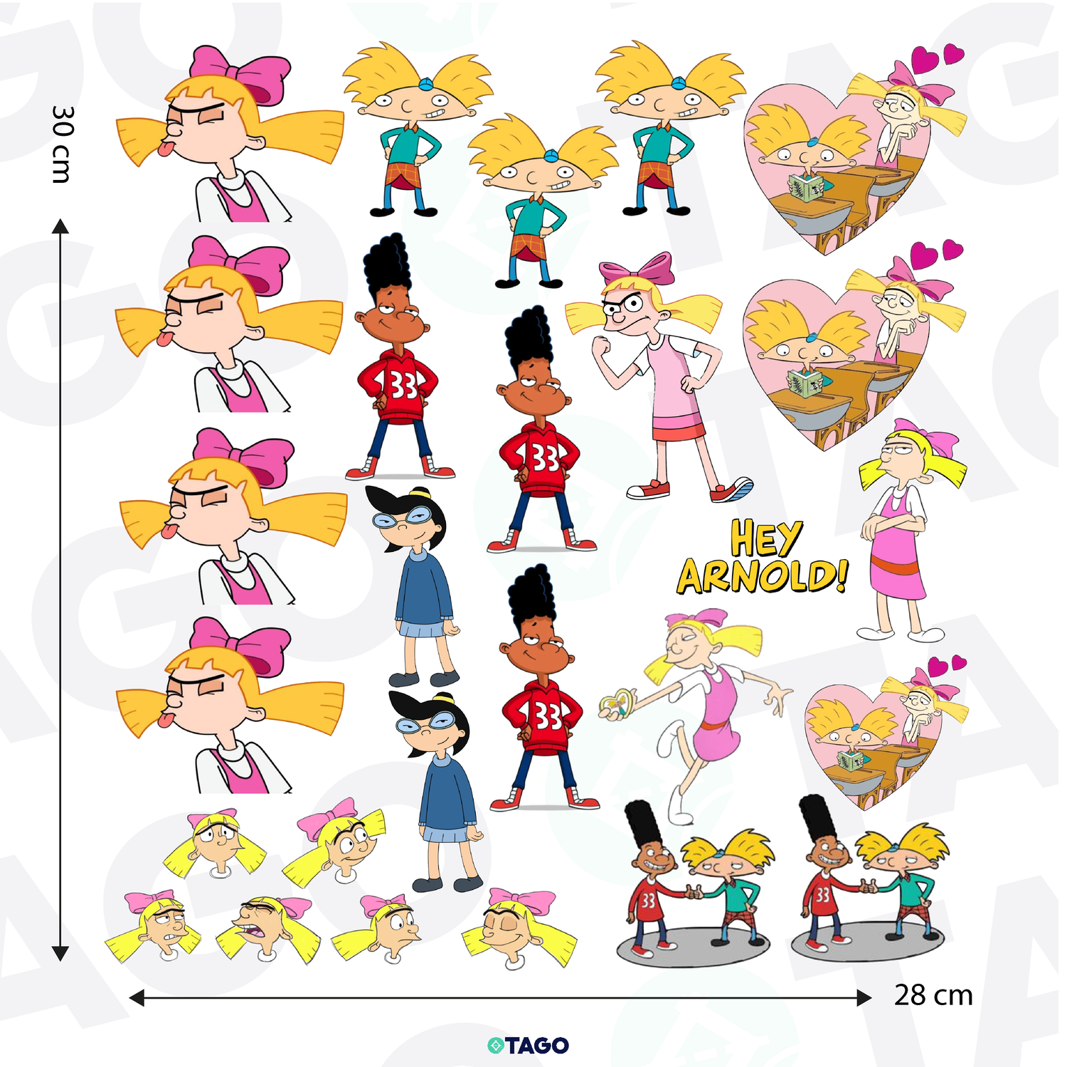 Stickers DTF UV - Lamina de 30 x 28 cm - Hey Arnold