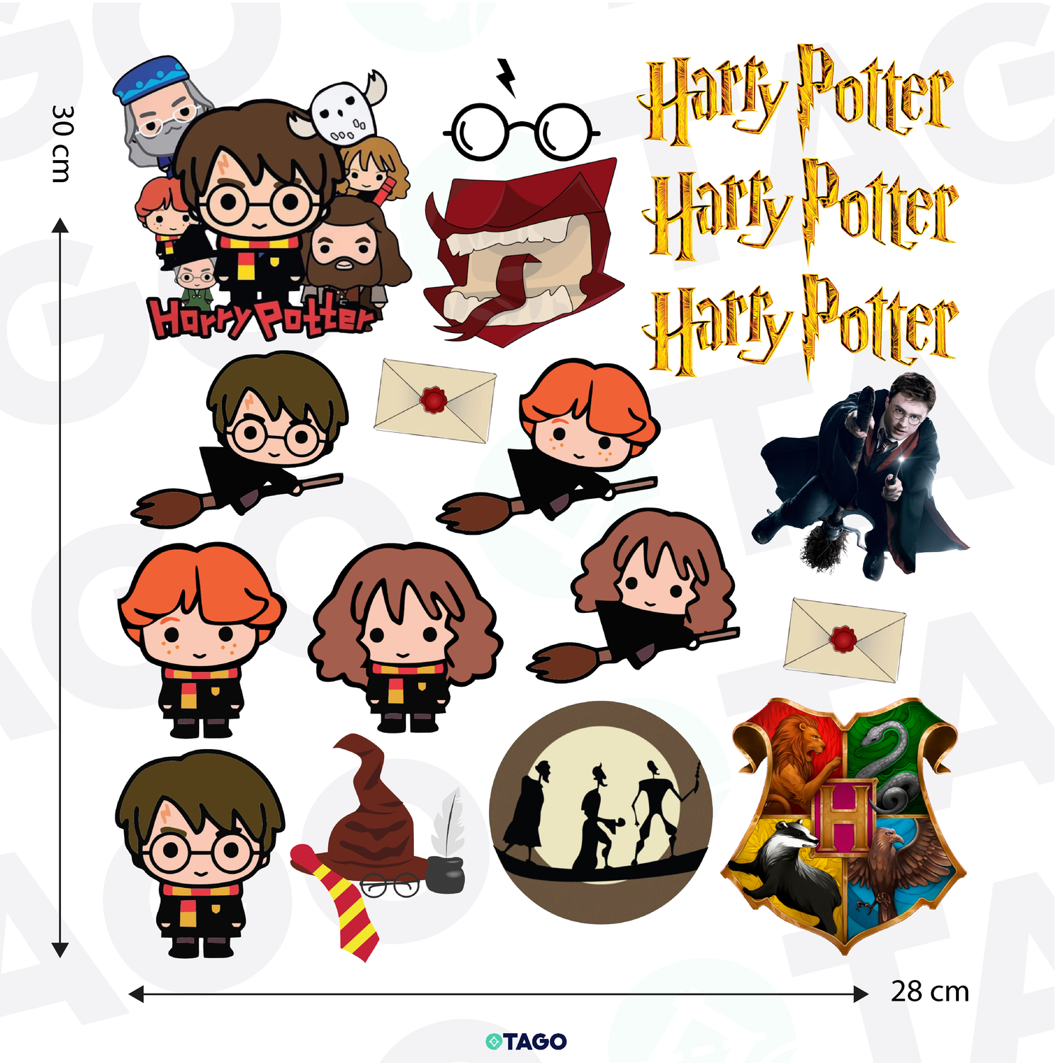 Stickers DTF UV - Lamina de 30 x 28 cm - Harry Potter