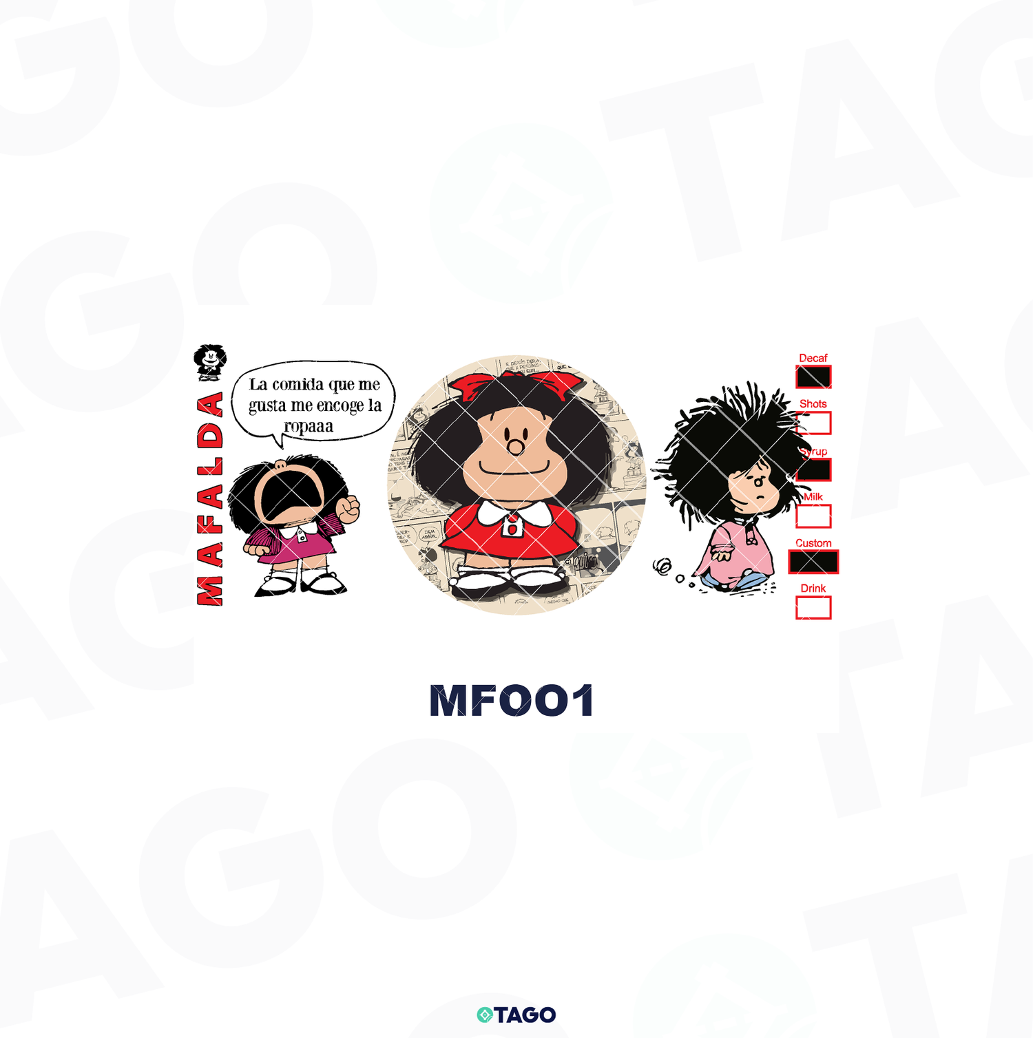 Sticker para Vaso Lata 16 oz o Taza de 11 oz - impresión DTF UV - Mafalda